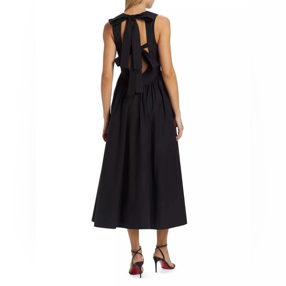 Cinq à Sept Benita Tie-Back Fit & Flare Black midi Dress - Picture 4 of 7